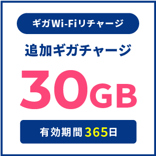 ギガWi-Fiリチャージ専用：追加ギガチャージ30GB（利用期間365日）